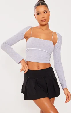 PrettyLittleThing Camisole*Lace Trim Cotton Cami And Sleeves