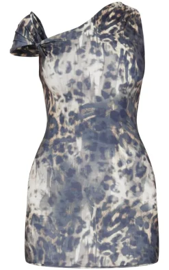 Leopard Double Layer Slinky Twist Bodycon Dress-PrettyLittleThing New