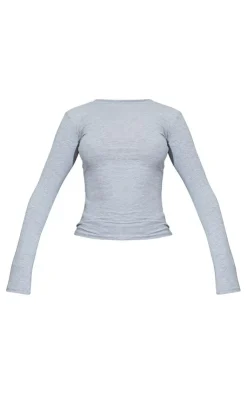 PrettyLittleThing T-Shirts*Marl Basic Cotton Blend Long Sleeve Fitted T Shirt