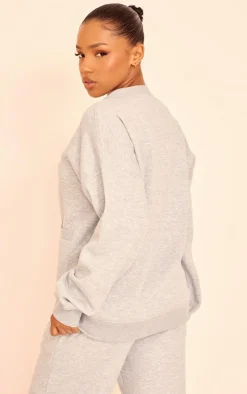 Best PrettyLittleThing Button Front Pocket Sweat Cardigan Grey Marl