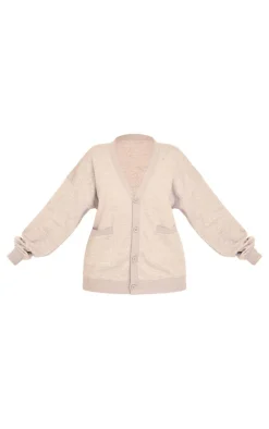 Best PrettyLittleThing Button Front Pocket Sweat Cardigan Grey Marl