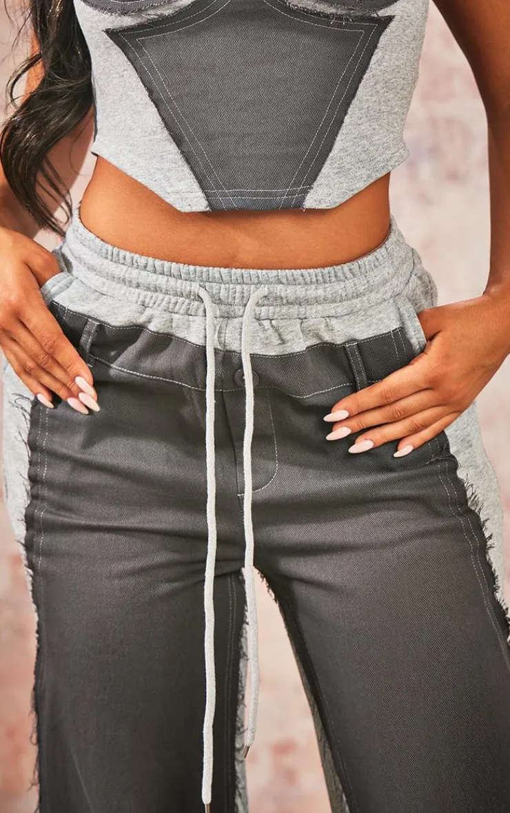 Sale PrettyLittleThing Cargo Panel Straight Leg Pants Grey Marl