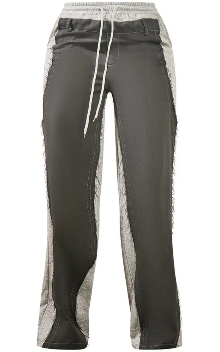 Sale PrettyLittleThing Cargo Panel Straight Leg Pants Grey Marl
