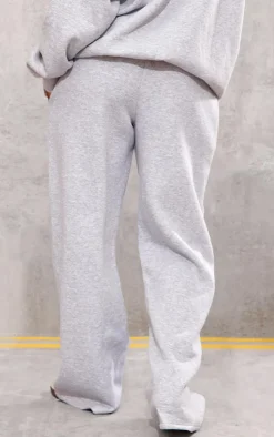 Sale PrettyLittleThing Cherry Print Oversized Wide Leg Sweatpants Grey Marl