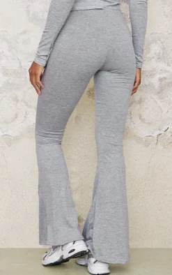 Outlet PrettyLittleThing Cotton High Waist Flared Pants Grey Marl