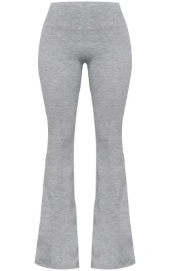Outlet PrettyLittleThing Cotton High Waist Flared Pants Grey Marl