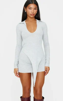 Cotton Jersey Collared Bodycon Dress-PrettyLittleThing Outlet
