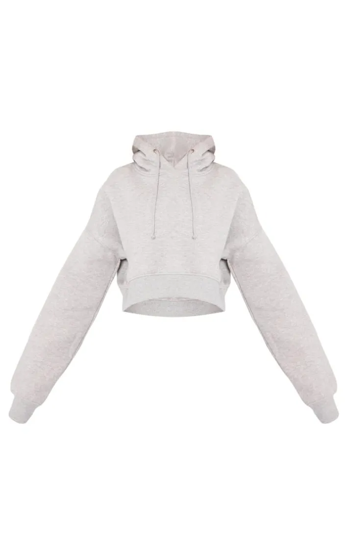 Grey Marl Cropped Hoodie