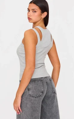 PrettyLittleThing Sleeveless Tops*Double Layer Ribbed Vest Top