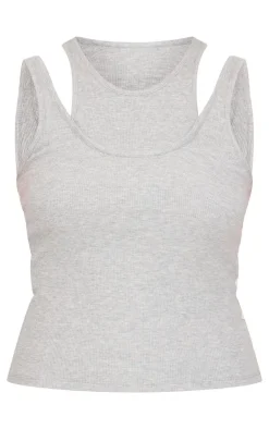 PrettyLittleThing Sleeveless Tops*Double Layer Ribbed Vest Top