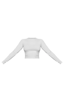 Sale PrettyLittleThing Embossed Studio Archives Long Sleeve T Shirt Grey Marl