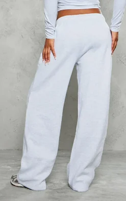 Discount PrettyLittleThing Embossed Studio Archives Wide Leg Sweatpants Grey Marl