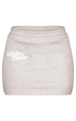 Online PrettyLittleThing Ethereal Energy Graphic Sweat Skirt Grey Marl