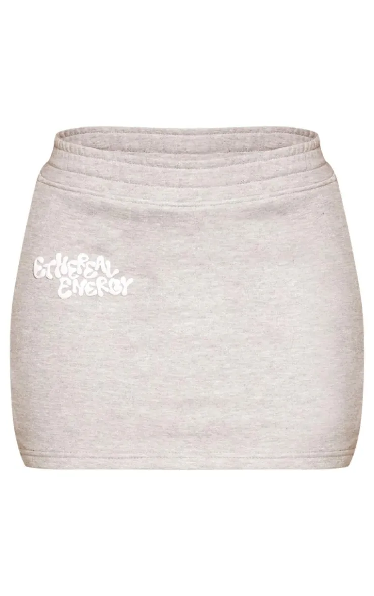 Online PrettyLittleThing Ethereal Energy Graphic Sweat Skirt Grey Marl