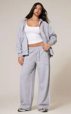 Hot PrettyLittleThing Exposed Seam Detail Zip Up Hoodie Grey Marl