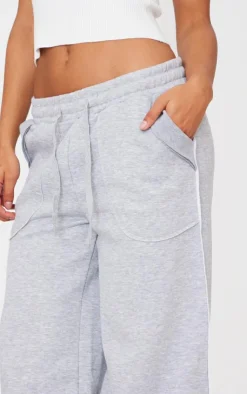 Clearance PrettyLittleThing Exposed Seam Detail Wide Leg Sweatpants Grey Marl