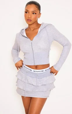 Online PrettyLittleThing Jersey Mini Rara Skirt Grey Marl