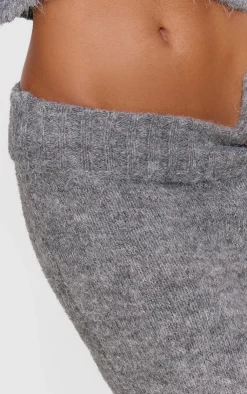 Discount PrettyLittleThing Marl Knit Foldover Maxi Skirt Grey