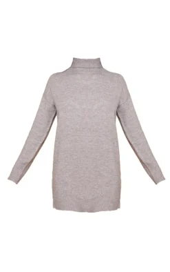 Marl Knit Roll Neck Sweater Dress-PrettyLittleThing Clearance