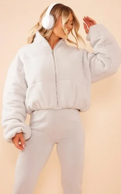 PrettyLittleThing Cardigans*Marl Knitted Puffer Jacket