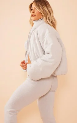 PrettyLittleThing Cardigans*Marl Knitted Puffer Jacket