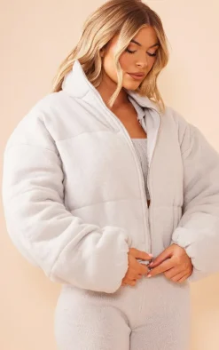 PrettyLittleThing Cardigans*Marl Knitted Puffer Jacket