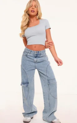 PrettyLittleThing T-Shirts*Lace Trim Snatched Rib T Shirt