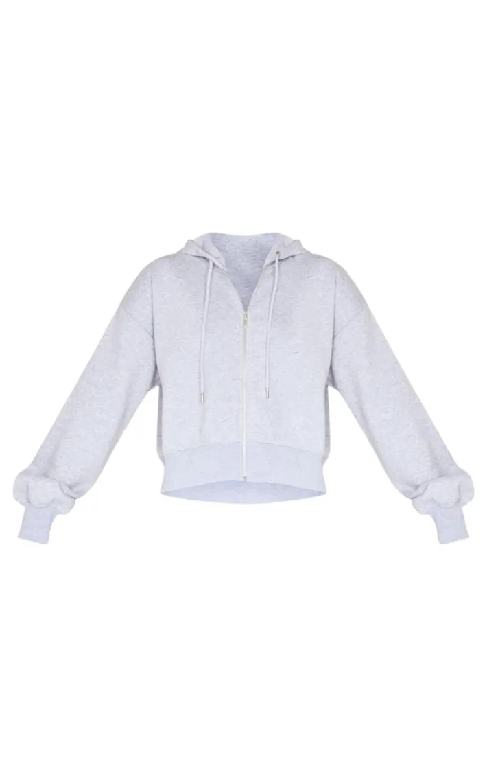 Grey Marl Lucky Girls Club Zip Through Hoodie