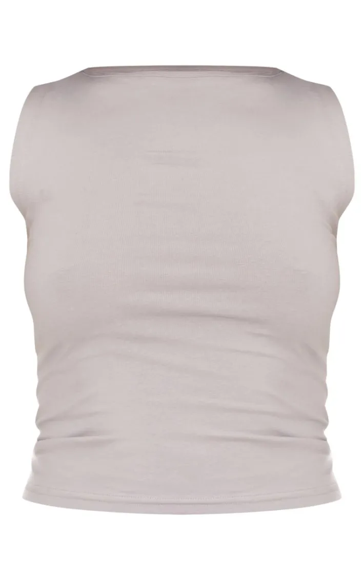 Grey Marl Modal Cotton Boatneck Long Top