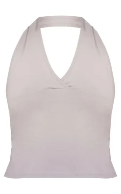 PrettyLittleThing Sleeveless Tops*Modal Cotton Wrap Bust Halter Top