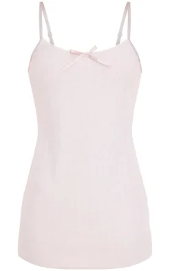 Grey Marl Pointelle Lace Trim Cami Nightie