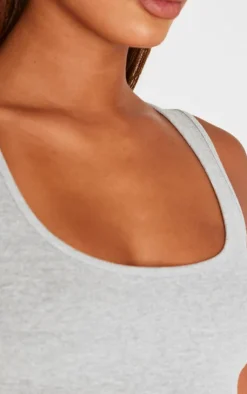 PrettyLittleThing Scoop Neck Crop Top Grey Marl