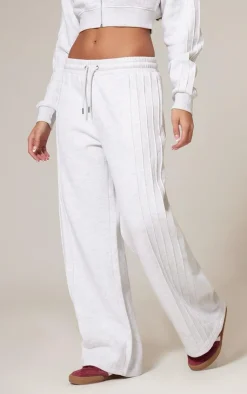 Online PrettyLittleThing Seam Detail Wide Leg Sweatpants Grey Marl