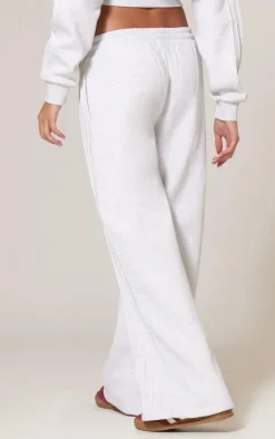 Online PrettyLittleThing Seam Detail Wide Leg Sweatpants Grey Marl