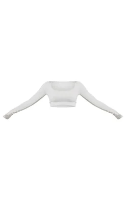 PrettyLittleThing Workout Tops*Marl Seamless Basic Square Neck Long Sleeve Gym Top