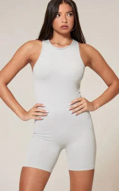 PrettyLittleThing Seamless Gym Wear*Marl Seamless Cut Out Back Unitard