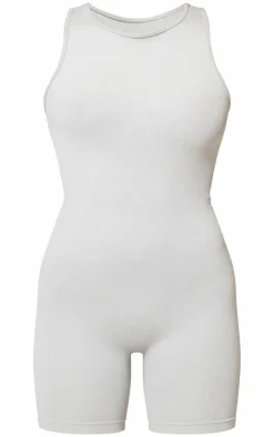 PrettyLittleThing Seamless Gym Wear*Marl Seamless Cut Out Back Unitard