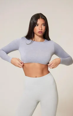 PrettyLittleThing Workout Tops*Seamless Melange Open Tie Back Top