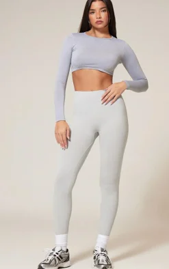 PrettyLittleThing Workout Tops*Seamless Melange Open Tie Back Top