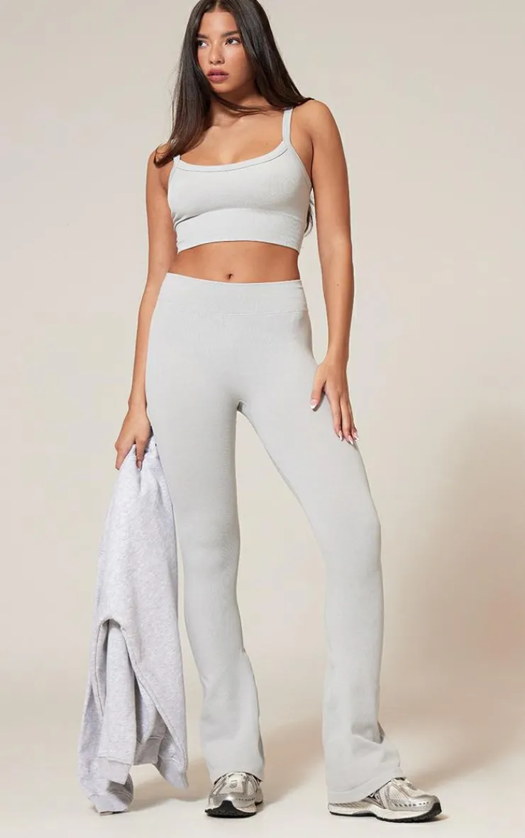 PrettyLittleThing Yoga Pants*Marl Seamless Rib Flare Yoga Pants