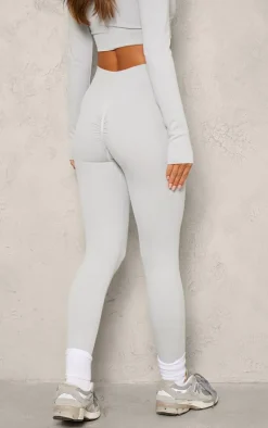PrettyLittleThing Seamless Gym Wear*Marl Seamless Rib Ruched Bum Leggings