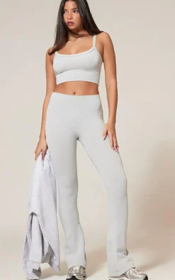 PrettyLittleThing Workout Tops*Marl Seamless Rubber Badge Detail Crop Top