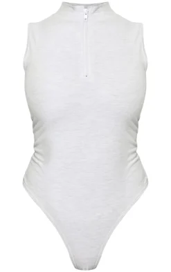 PrettyLittleThing Sleeveless Tops*Snatched Sculpt Half Zip Sleevless Bodysuit