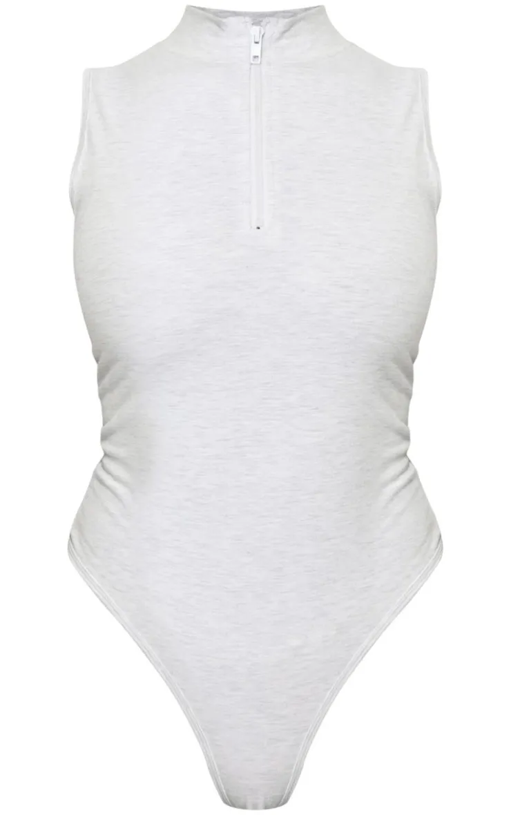 PrettyLittleThing Sleeveless Tops*Snatched Sculpt Half Zip Sleevless Bodysuit