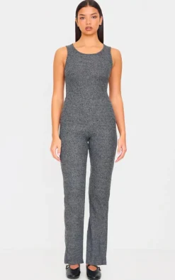 PrettyLittleThing Christmas Shop*Soft Rib Wide Leg Racer Neck Jumpsuit