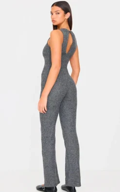 PrettyLittleThing Christmas Shop*Soft Rib Wide Leg Racer Neck Jumpsuit