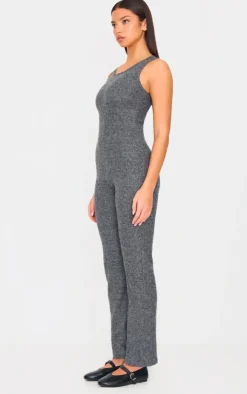 PrettyLittleThing Christmas Shop*Soft Rib Wide Leg Racer Neck Jumpsuit