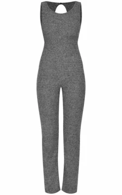 PrettyLittleThing Christmas Shop*Soft Rib Wide Leg Racer Neck Jumpsuit