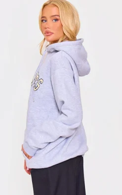 Grey Marl Sports Classic Borg Printed Hoodie