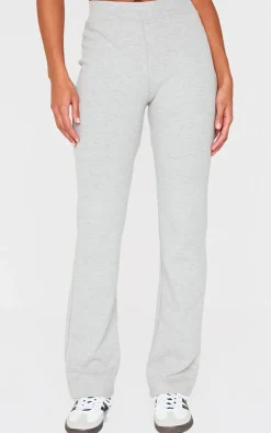 Sale PrettyLittleThing Straight Leg Pants Grey Marl